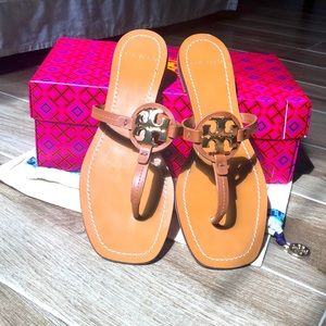 Tory Burch Mini Miller leather thong 8.5 vachetta